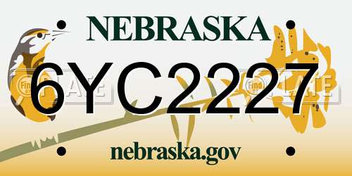 6YC2227 Nebraska License Plate