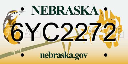 6YC2272 Nebraska License Plate