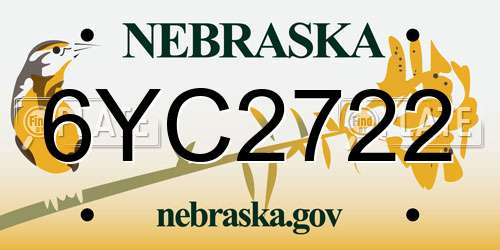 6YC2722 Nebraska License Plate
