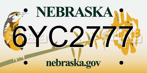6YC2777 Nebraska License Plate