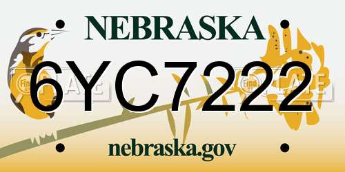 6YC7222 Nebraska License Plate