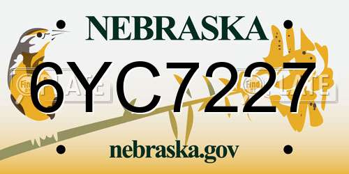 6YC7227 Nebraska License Plate