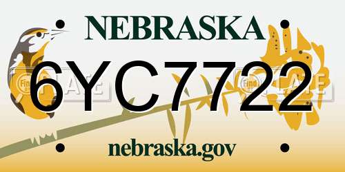6YC7722 Nebraska License Plate