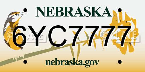 6YC7777 Nebraska License Plate