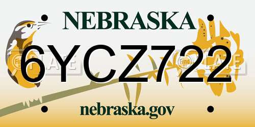 6YCZ722 Nebraska License Plate