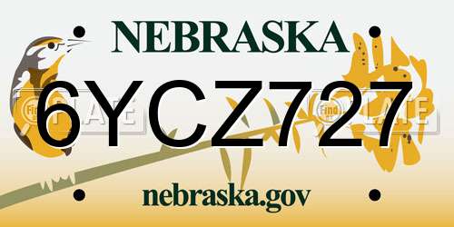 6YCZ727 Nebraska License Plate