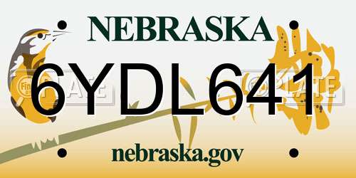 6YDL641 Nebraska License Plate