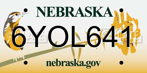 6YOL641 Nebraska License Plate