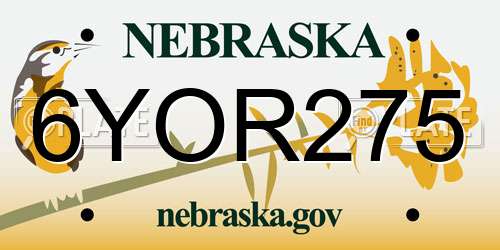 6YOR275 Nebraska License Plate