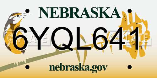 6YQL641 Nebraska License Plate