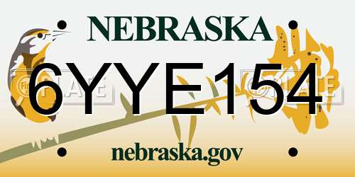 6YYE154 Nebraska License Plate