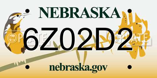 6Z02D2 Nebraska License Plate