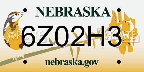 6Z02H3 Nebraska License Plate