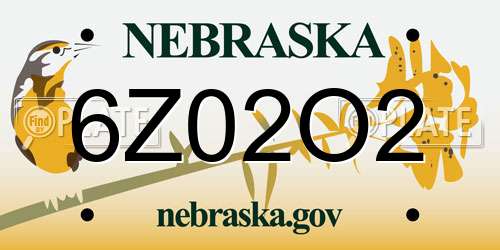 6Z02O2 Nebraska License Plate