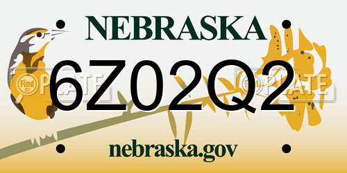 6Z02Q2 Nebraska License Plate