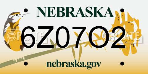 6Z07O2 Nebraska License Plate