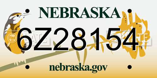 6Z28154 Nebraska License Plate