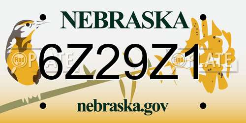 6Z29Z1 Nebraska License Plate
