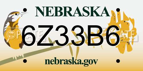 6Z33B6 Nebraska License Plate