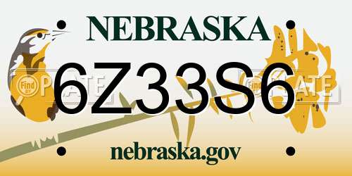 6Z33S6 Nebraska License Plate
