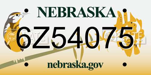 6Z54075 Nebraska License Plate