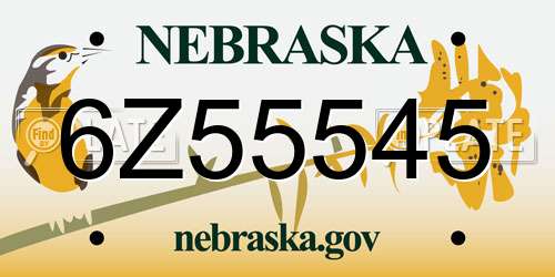 6Z55545 Nebraska License Plate