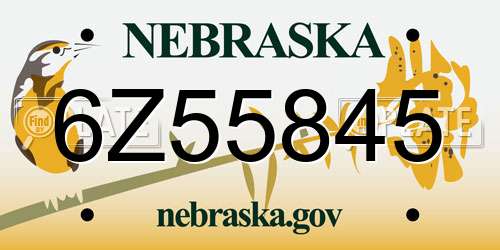 6Z55845 Nebraska License Plate