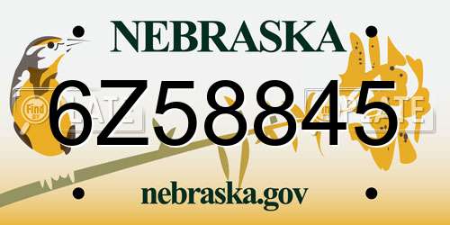 6Z58845 Nebraska License Plate