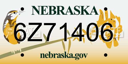 6Z71406 Nebraska License Plate