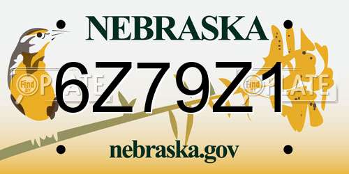 6Z79Z1 Nebraska License Plate
