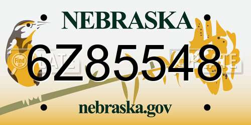 6Z85548 Nebraska License Plate