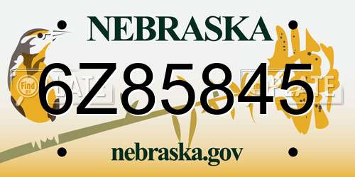 6Z85845 Nebraska License Plate