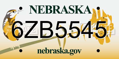 6ZB5545 Nebraska License Plate