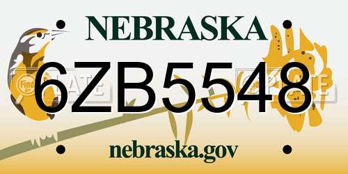 6ZB5548 Nebraska License Plate