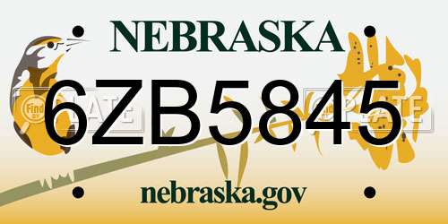 6ZB5845 Nebraska License Plate