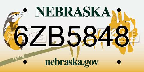 6ZB5848 Nebraska License Plate
