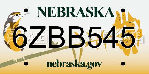 6ZBB545 Nebraska License Plate