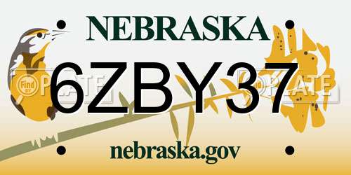 6ZBY37 Nebraska License Plate