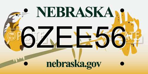6ZEE56 Nebraska License Plate
