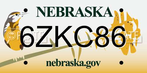 6ZKC86 Nebraska License Plate