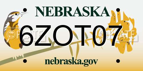 6ZOT07 Nebraska License Plate