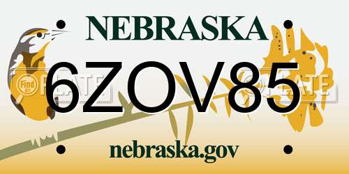 6ZOV85 Nebraska License Plate