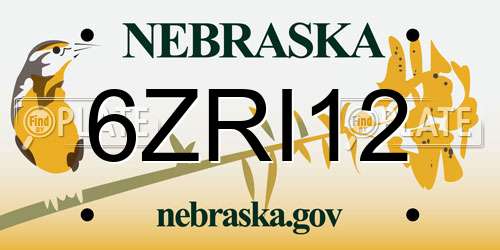6ZRI12 Nebraska License Plate