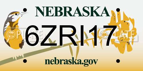 6ZRI17 Nebraska License Plate