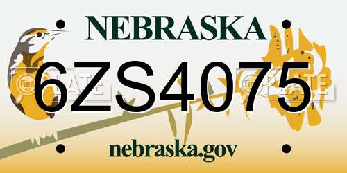 6ZS4075 Nebraska License Plate