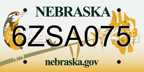6ZSA075 Nebraska License Plate