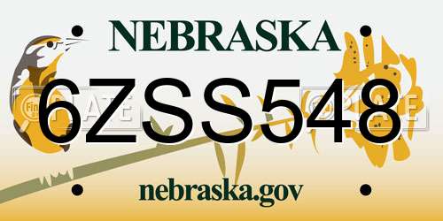 6ZSS548 Nebraska License Plate
