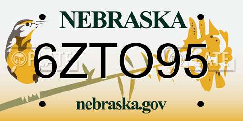 6ZTO95 Nebraska License Plate