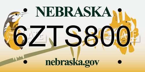 6ZTS800 Nebraska License Plate
