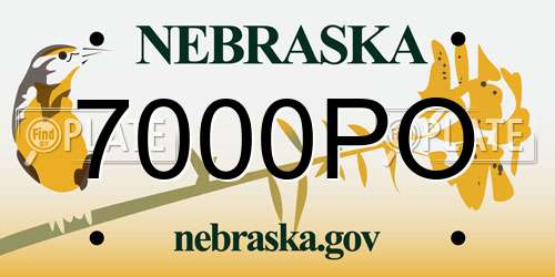 7000PO Nebraska License Plate